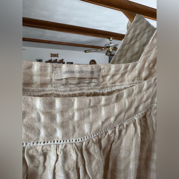 Urban Outfitters Gingham Puff Sleeve Linen/Cotton Blouse Small Cottage-core - Picture 4 of 5